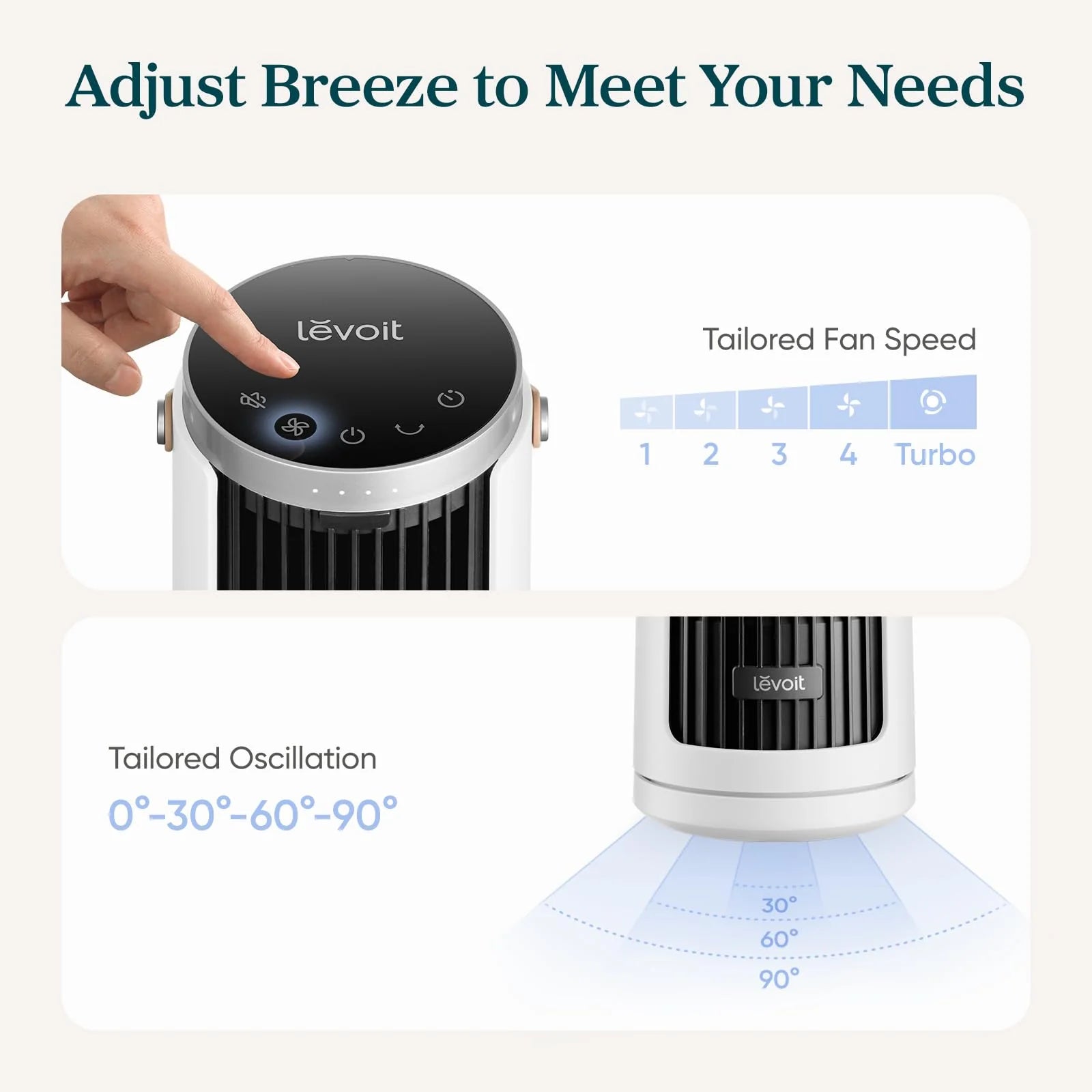 Levoit Windi Mini Portable Desk Tower Fan