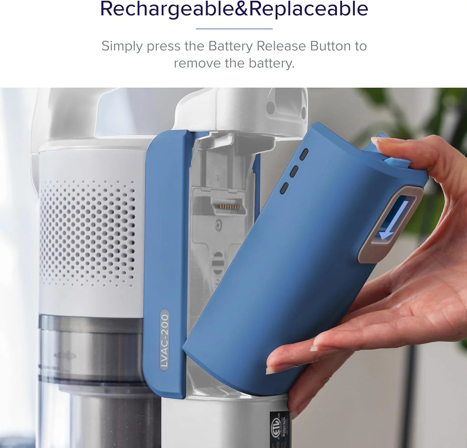 Levoit LVAC-200 Cordless Vacuum Replacement Battery (Blue)