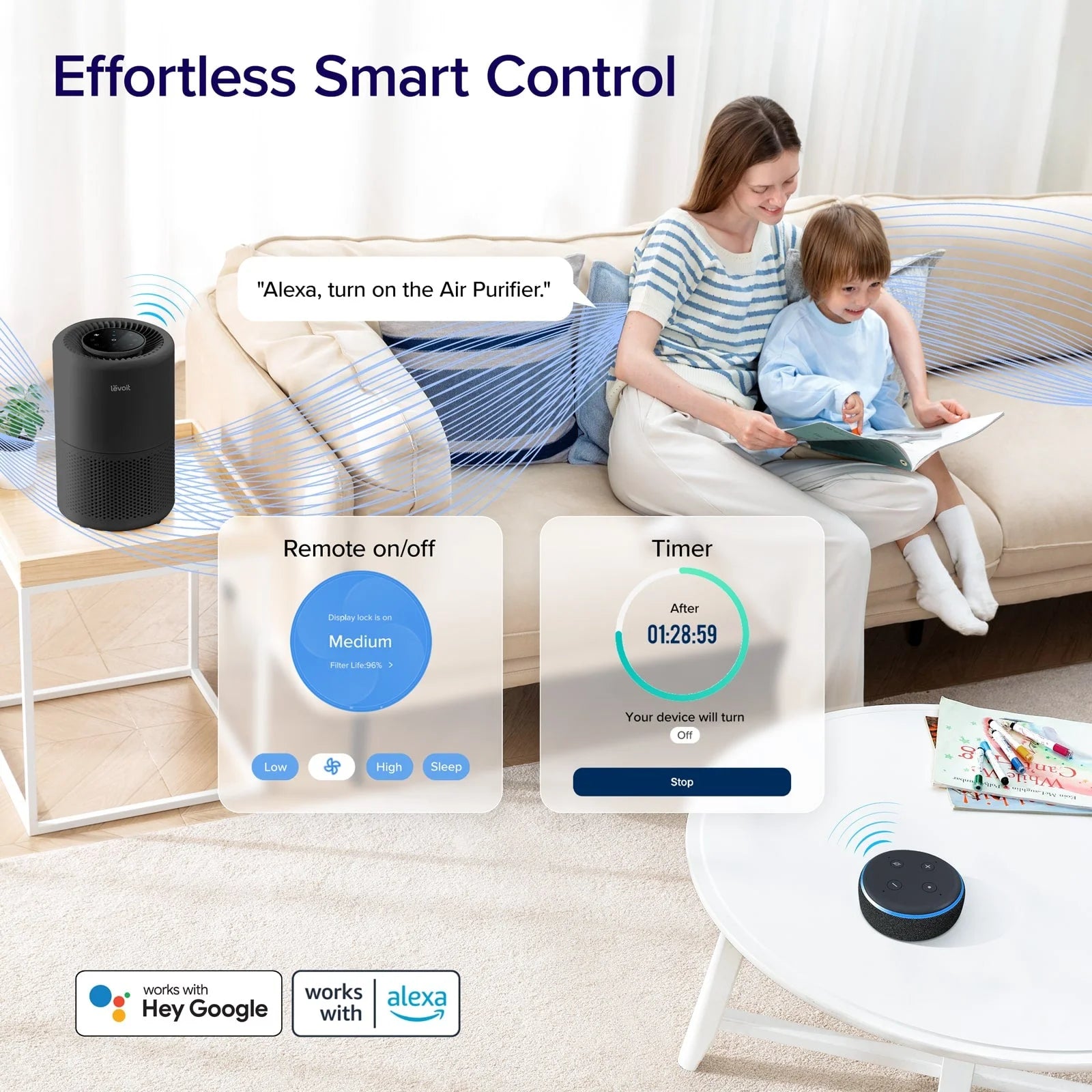 Levoit Core® 200S-P Black Smart Air Purifier