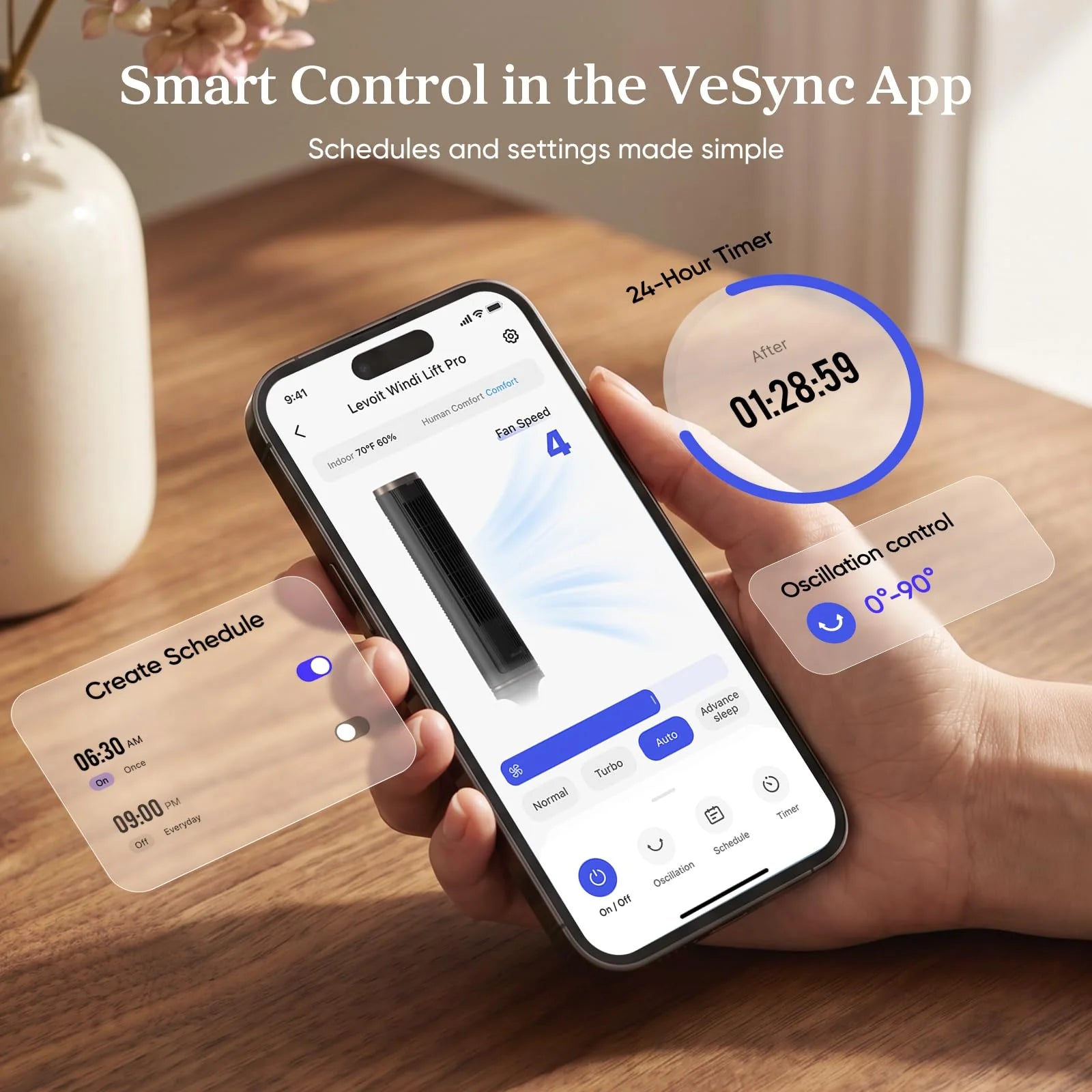 LEVOIT Windi Lift Smart Tower Fan