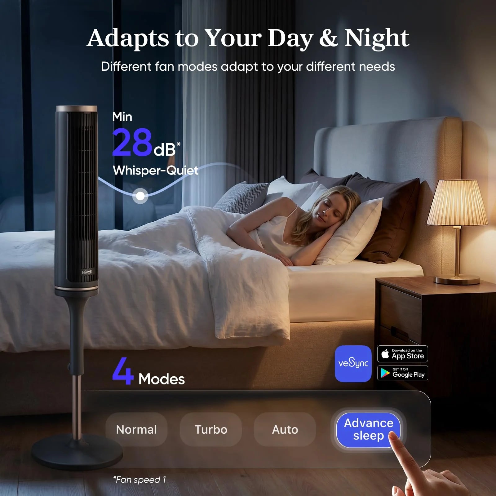 LEVOIT Windi Lift Smart Tower Fan
